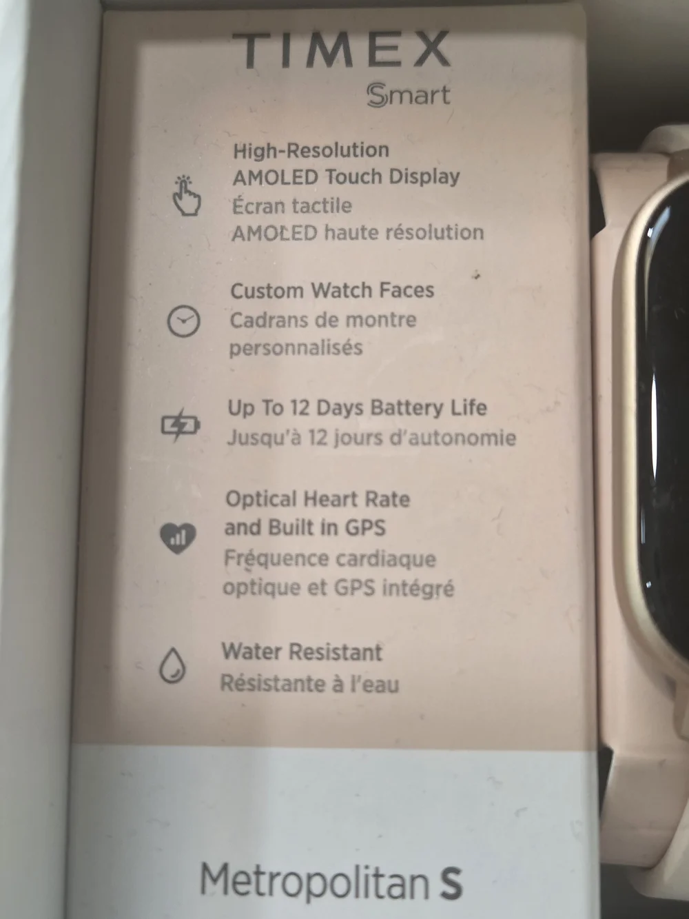 Timex Metropolitan S Smartwatch - Rose Gold Case with Blush Band  No Charger